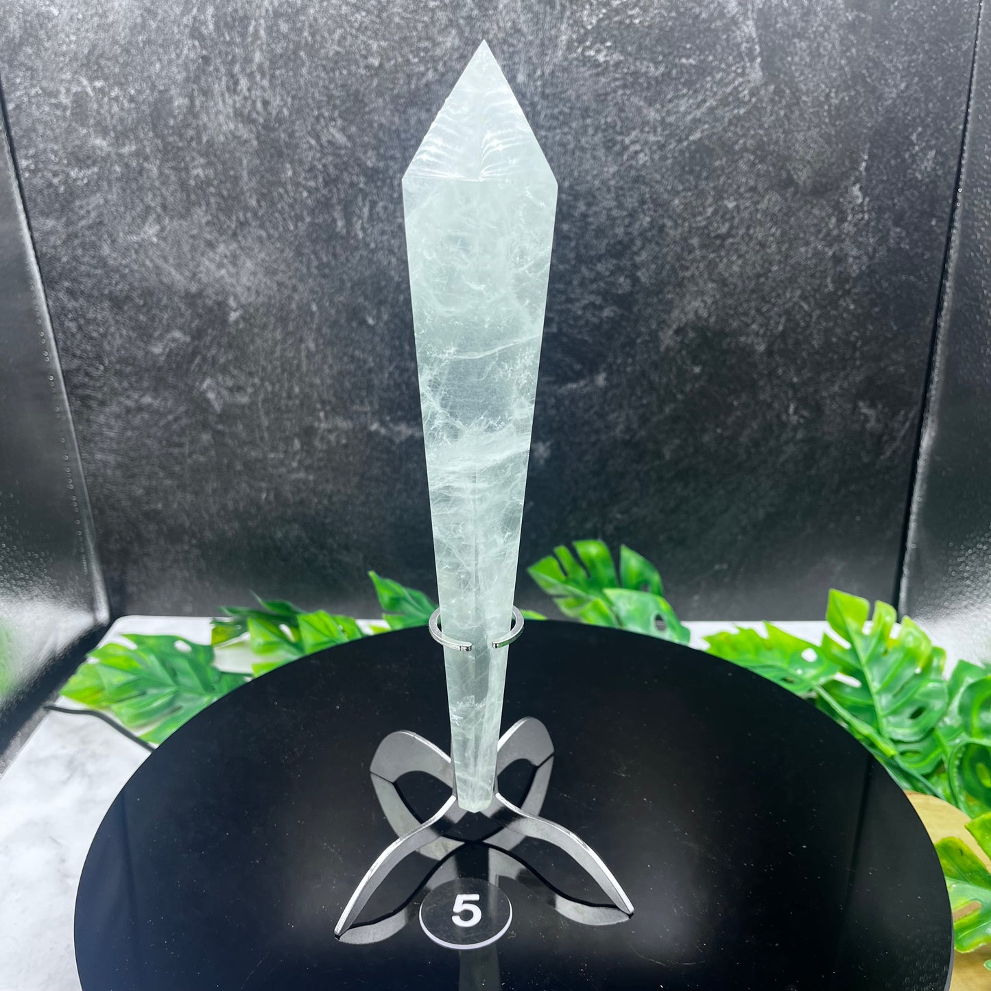 Minty Green Fluorite Wand in Stand