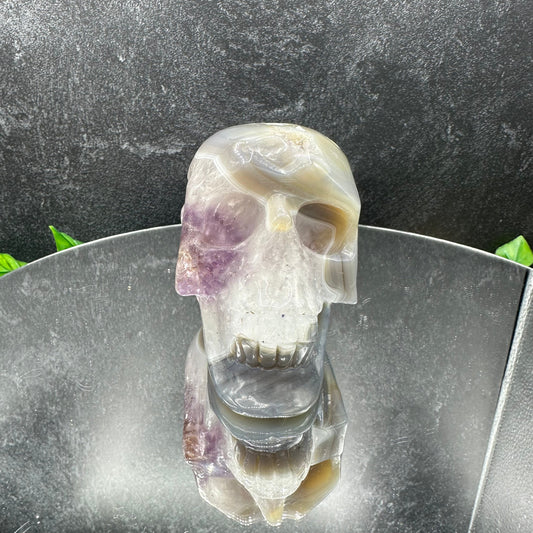 Amethyst & Quartz Banded Agate Skull
