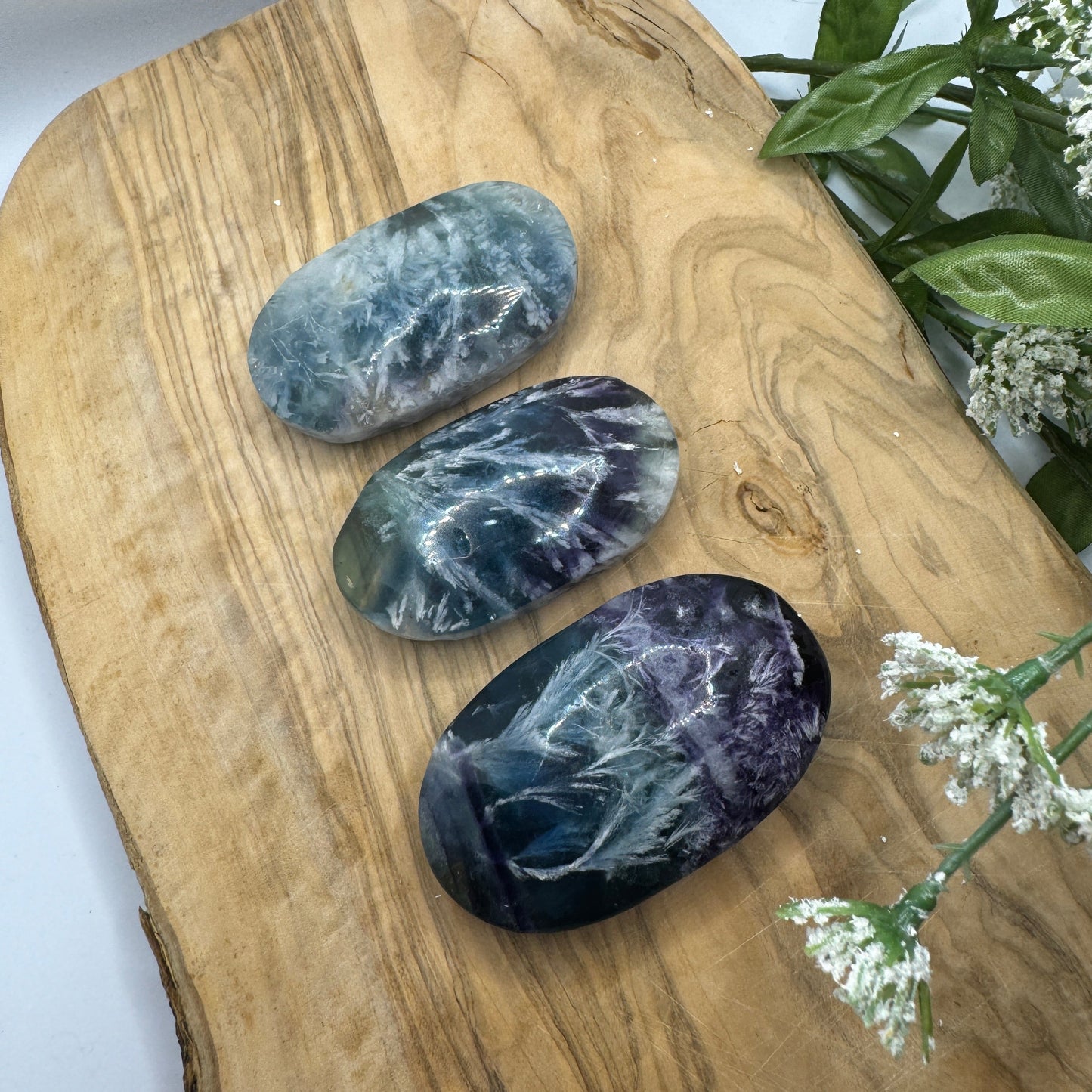 Snow Fluorite Palm Stone