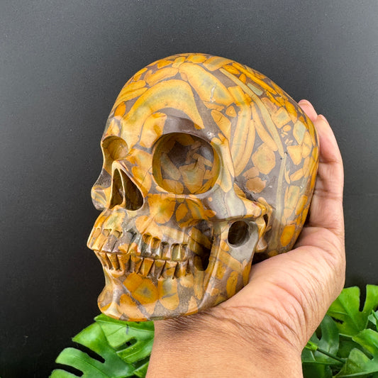 Bamboo Leaf Jasper Skull