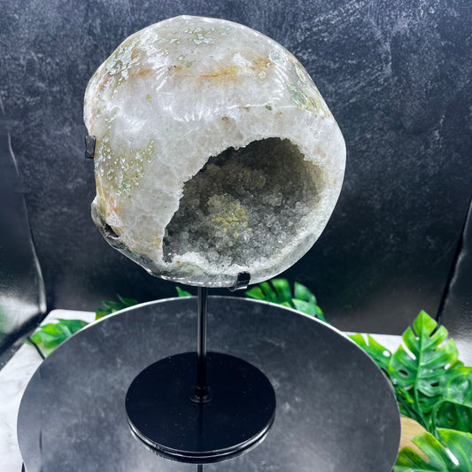 Druzy Agate Geode on Stand