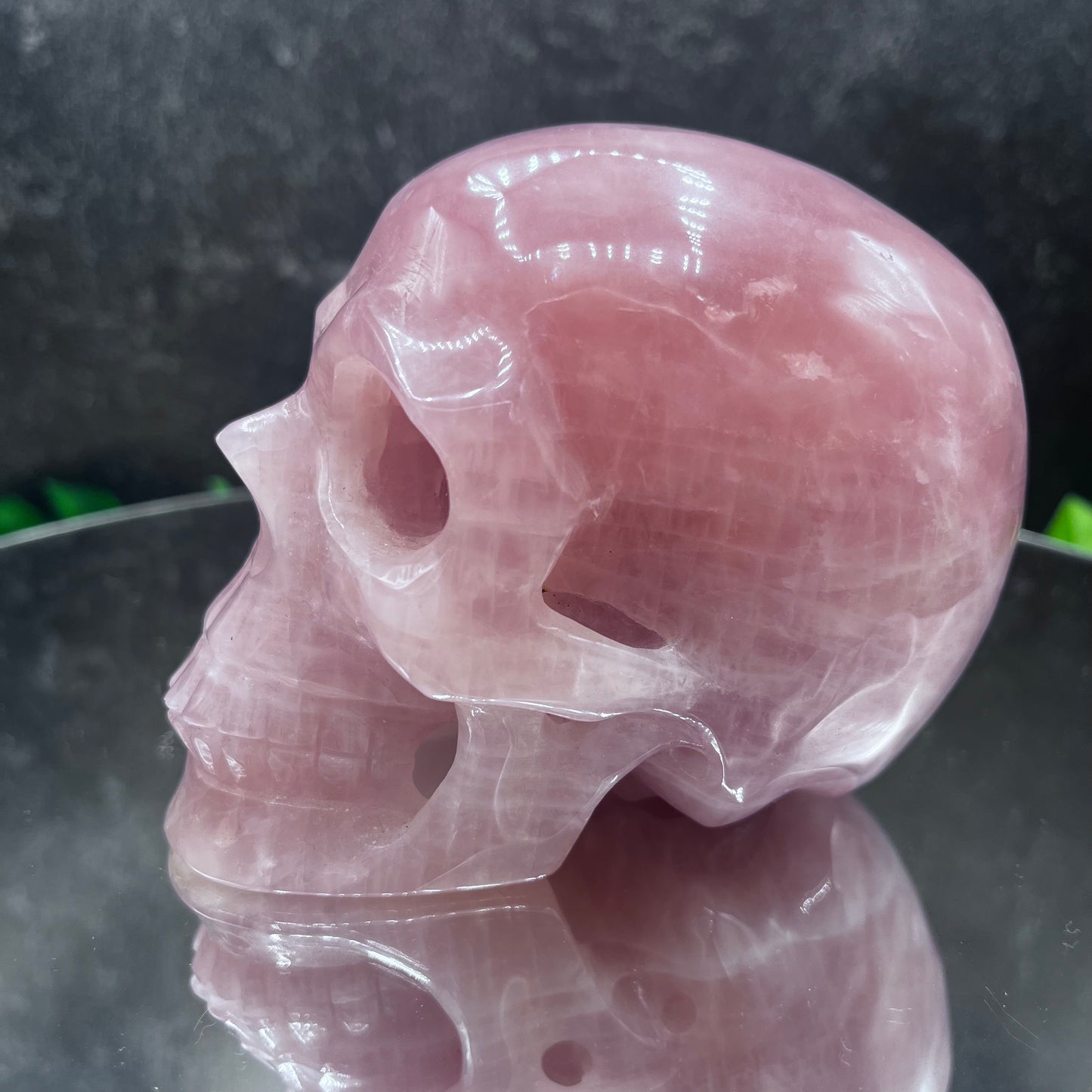 Dark Pink Rose Quartz Skull