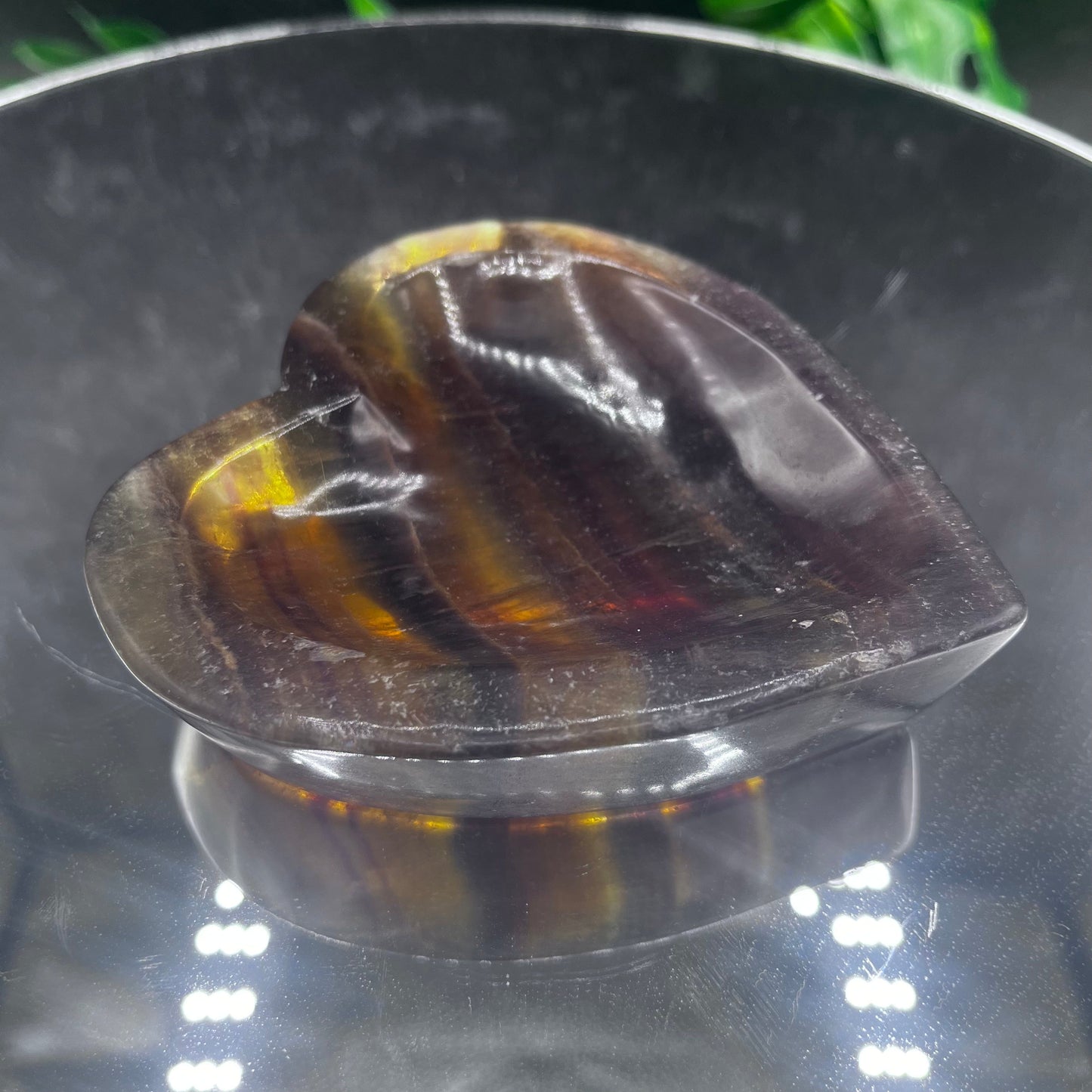 Yellow and Purple Fluorite Heart Bowl