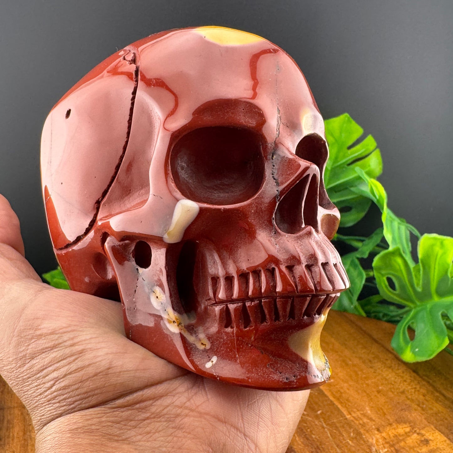 Red and Yellow Mookaite Skull