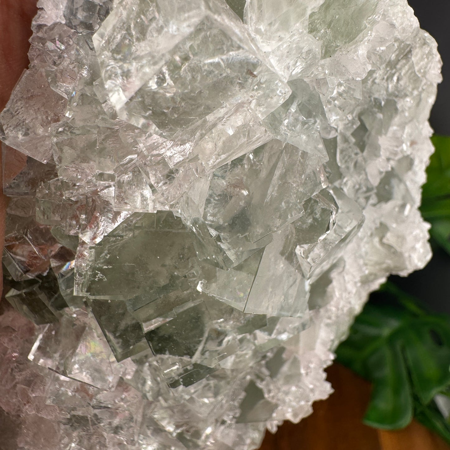 White and Green Sugar Fluorite with Needle Clear Quartz