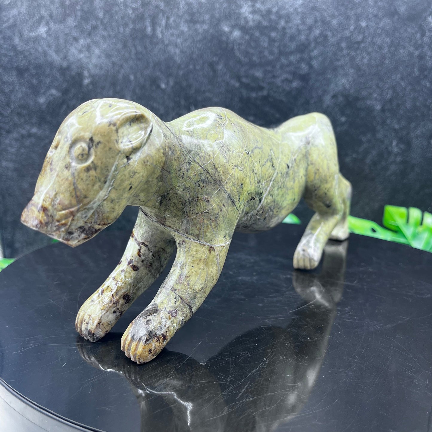 Hand-Carved Serpentine Mayan Leopard