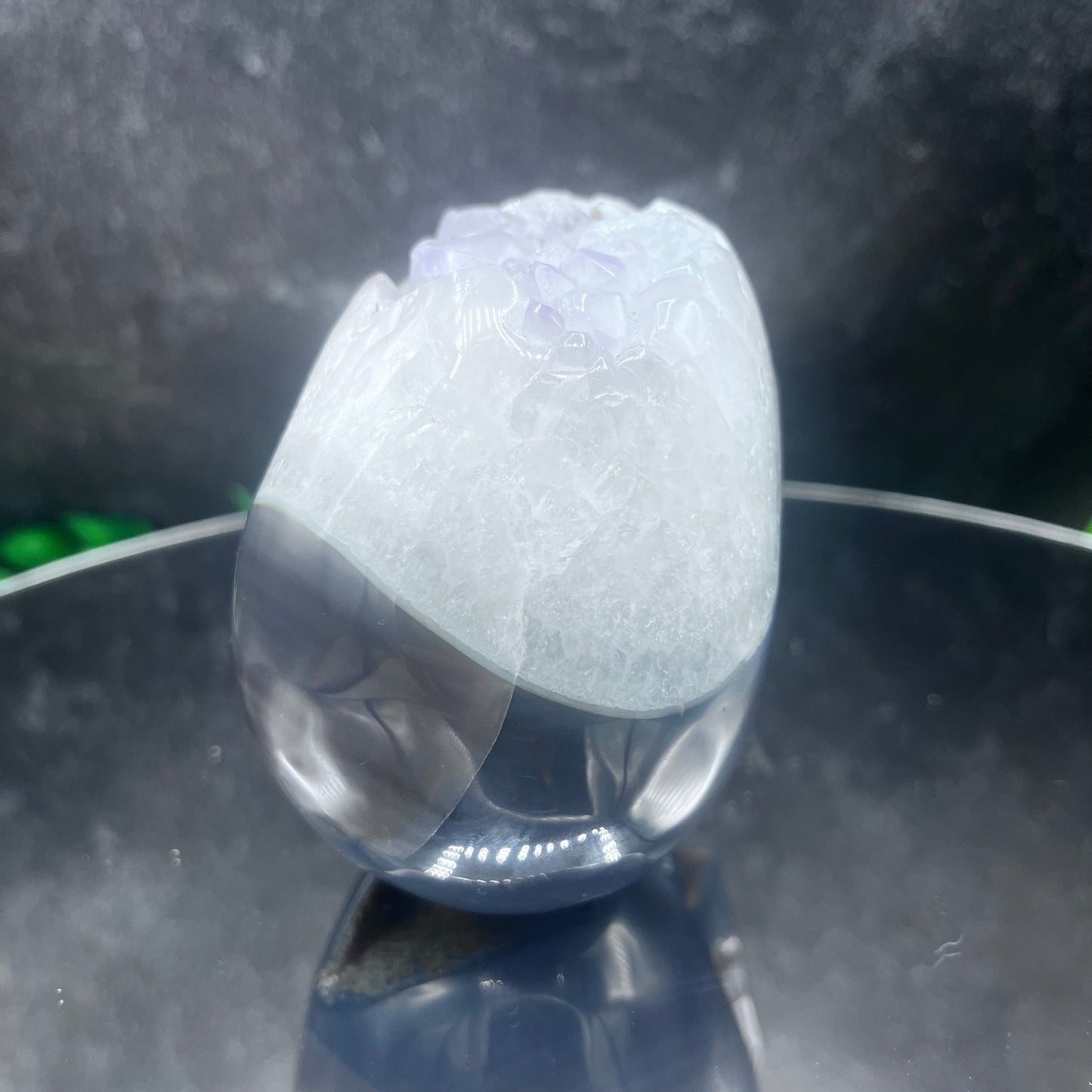 Amethyst in Quartz Grey Agate Skull
