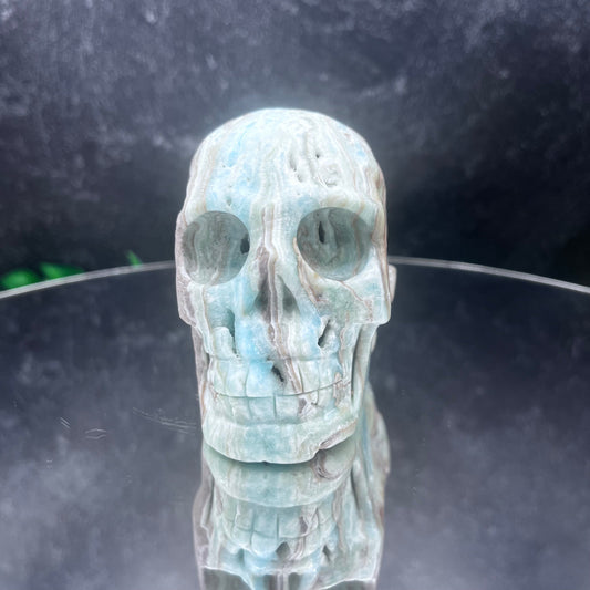 Blue Aragonite Skull