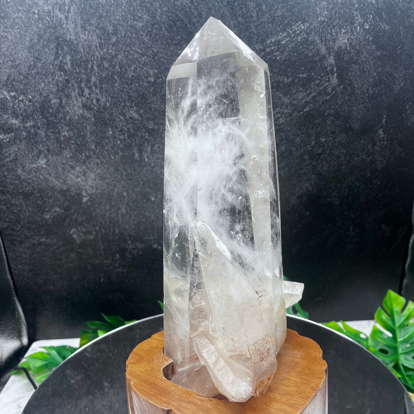 XL Clear Quartz Tower on Stand