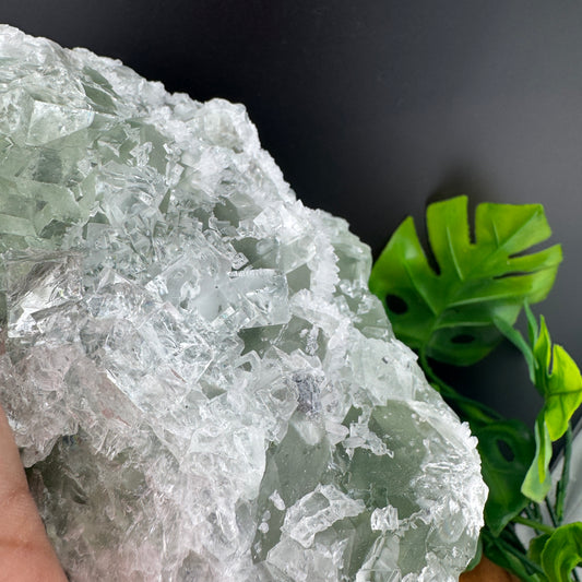 White and Green Sugar Fluorite with Needle Clear Quartz