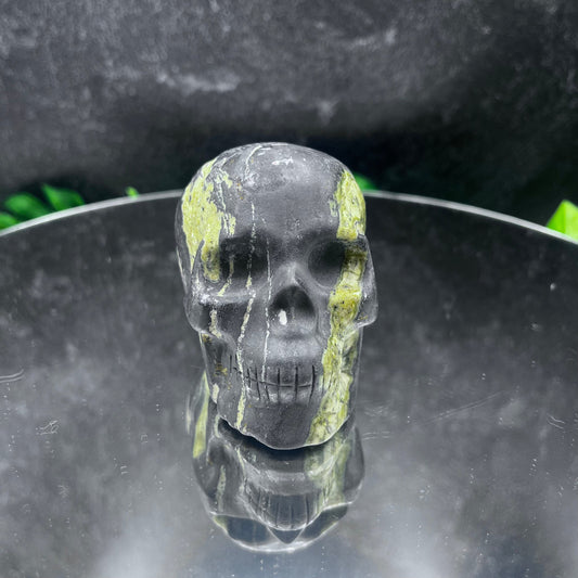 Chrysoprase Magnetite Skull