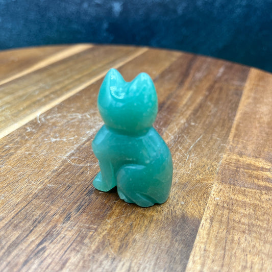 Small Green Aventurine Cat Carving