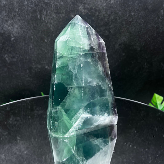 Green and Purple Fluorite Tower