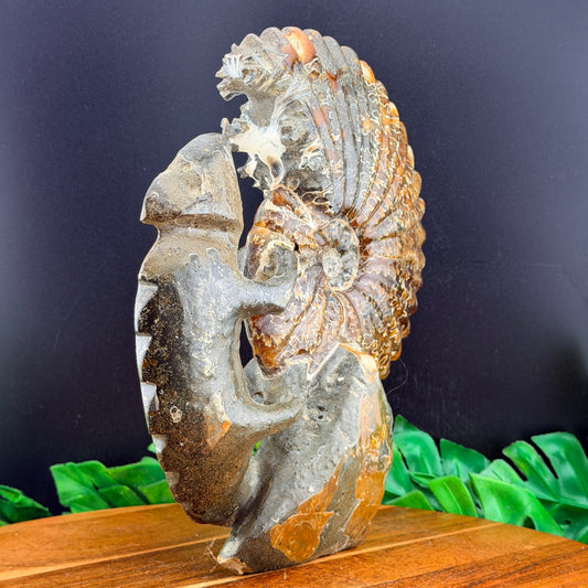 Ammonite Lizard Carving