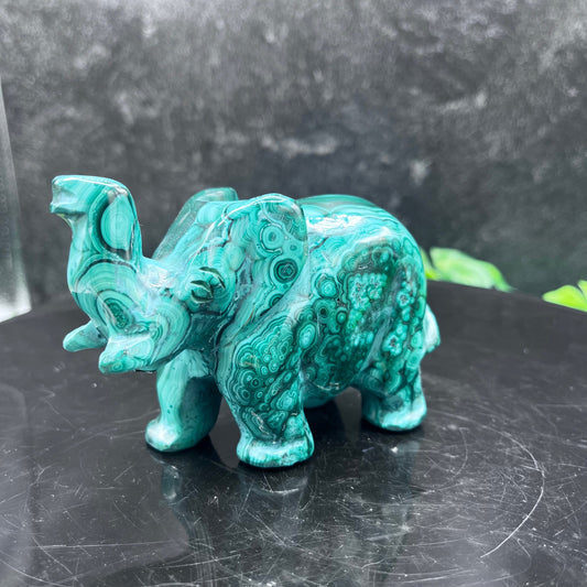 Malachite Elephant Carving