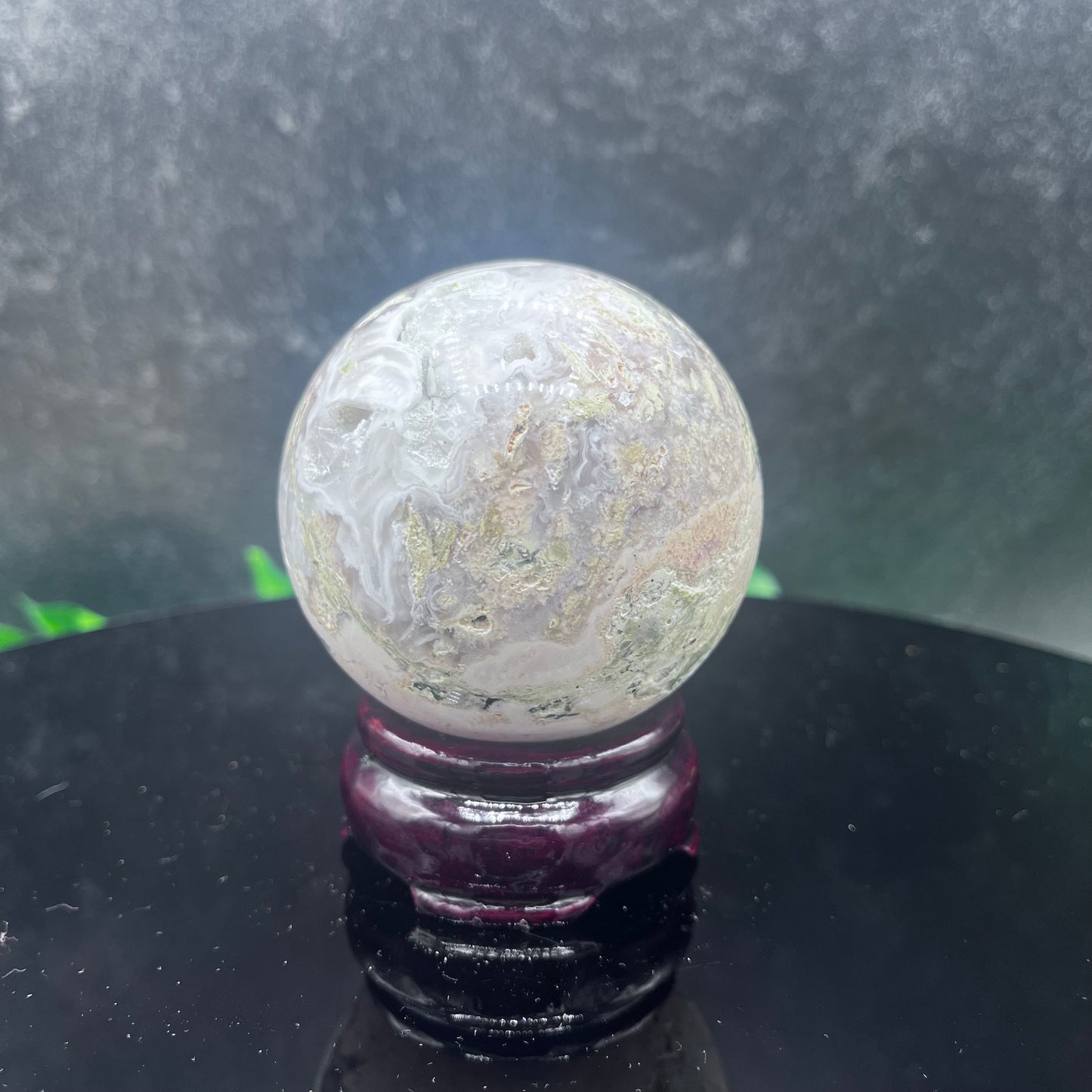 Pink Opal in Mexican Agate Sphere