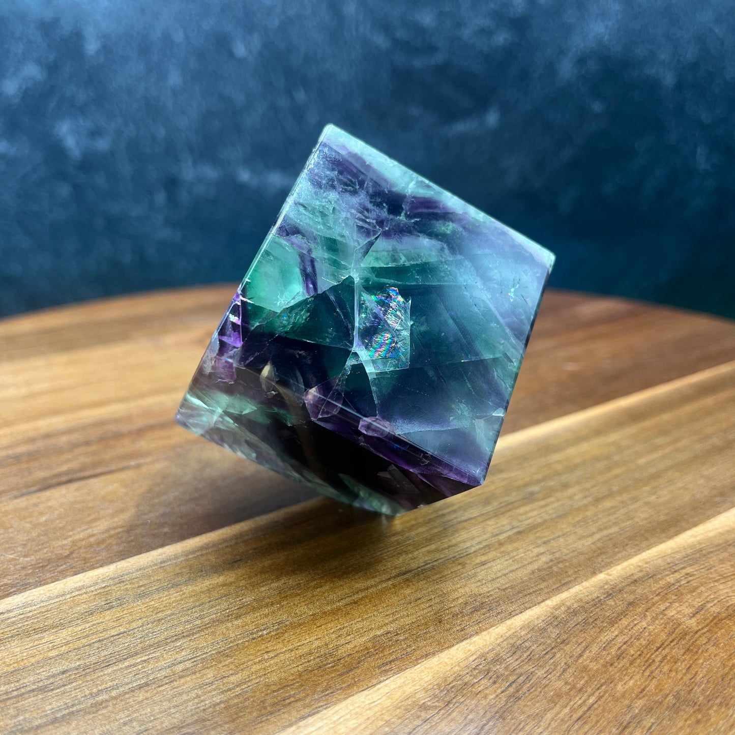 HQ Rainbow Fluorite Standing Cube