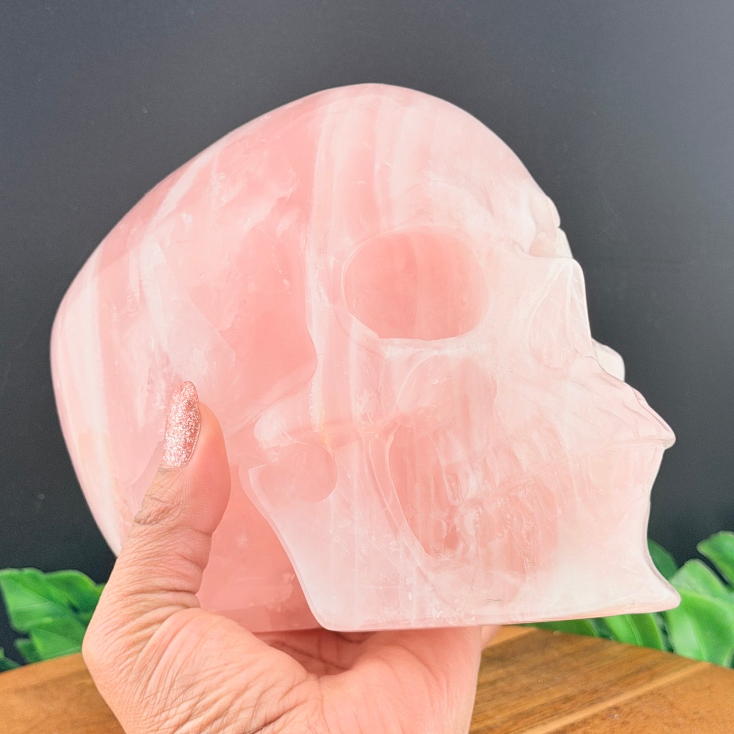 XL 7 inch Rose Quartz Skull