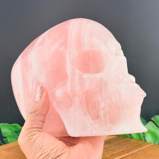 XL 7 inch Rose Quartz Skull