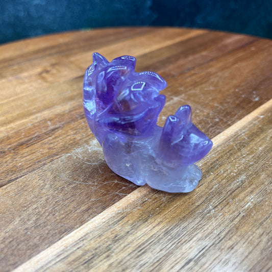 Amethyst 9 Tail Fox Carving