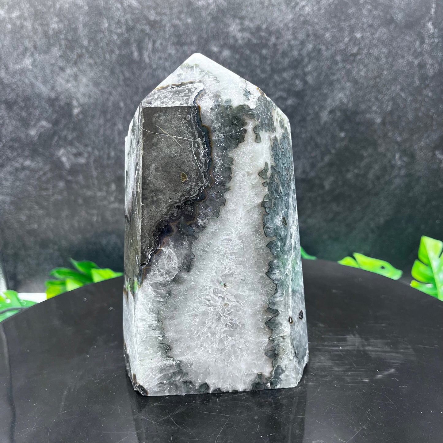 Moss Agate Druzy Tower