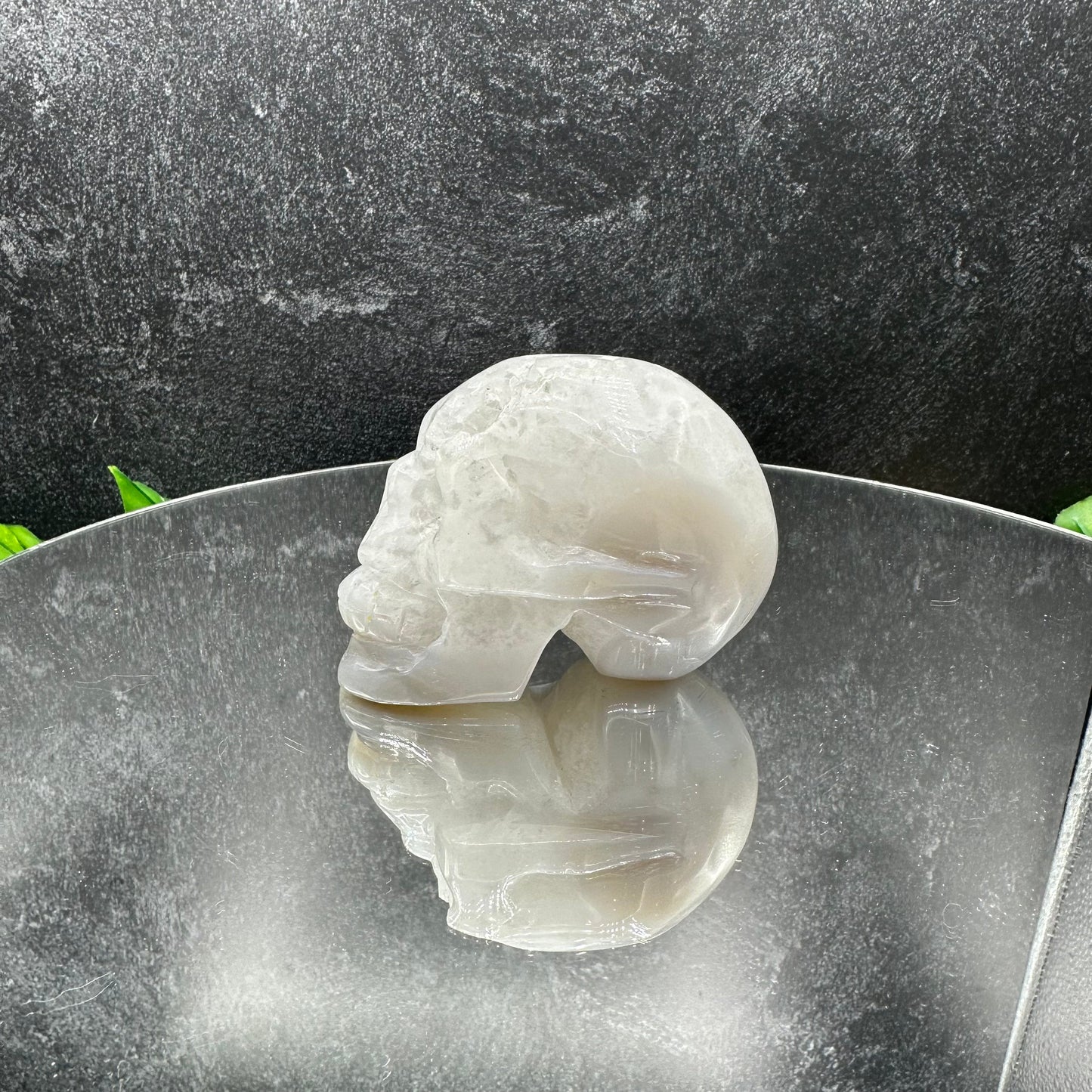 Clear Quartz in Agate Skull