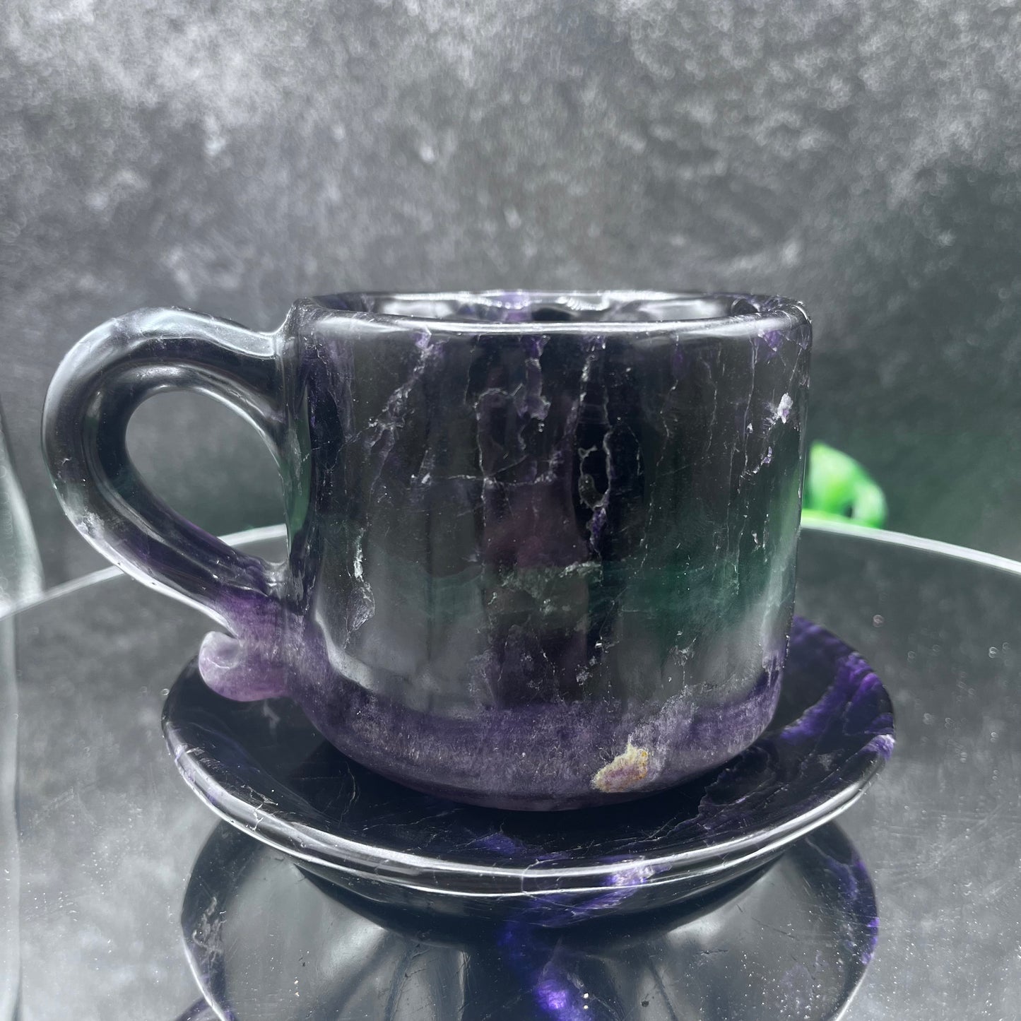 Purple Fluorite Cup and Saucer