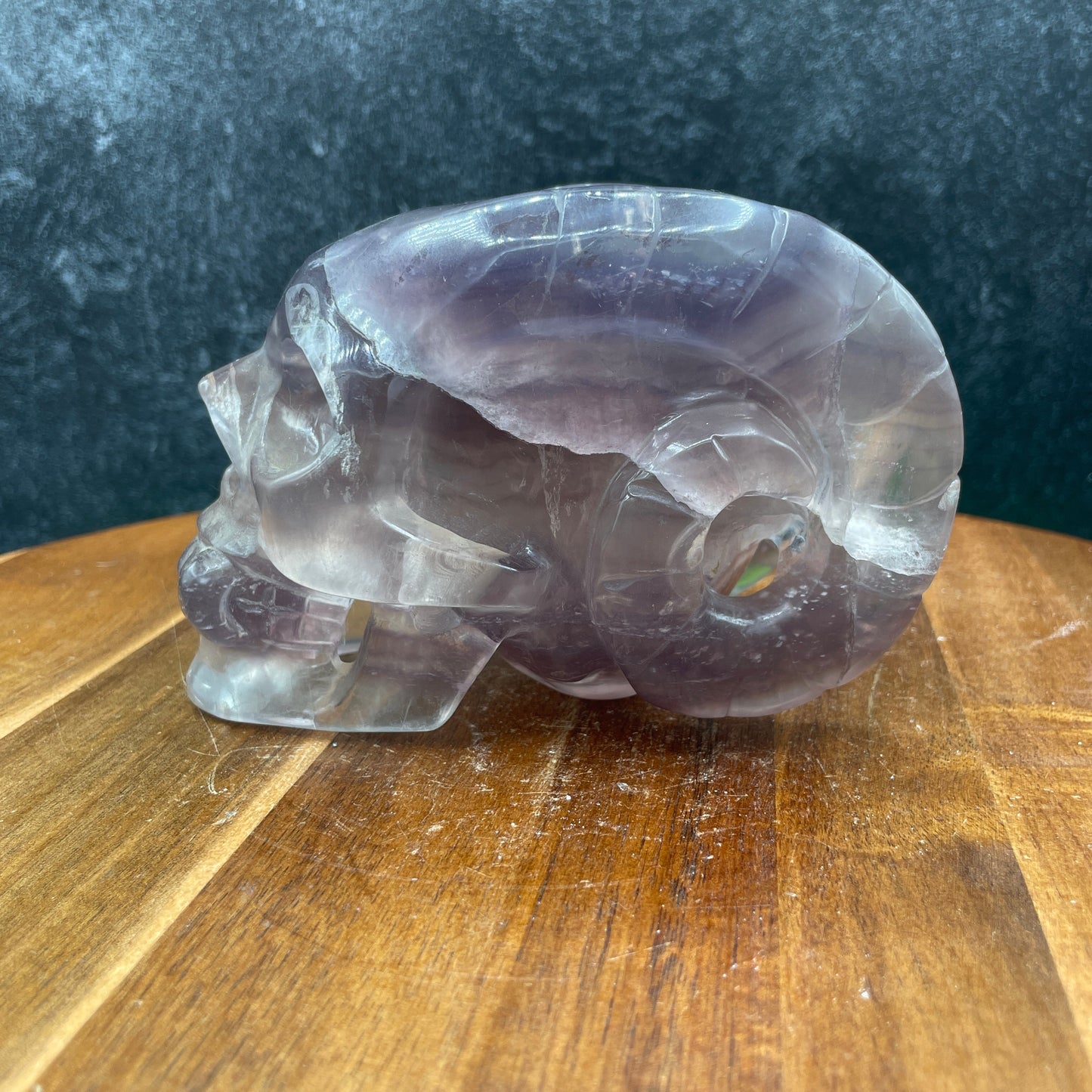 Purple Fluorite with Mica Horned Skull