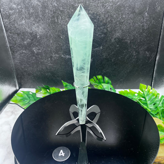 Minty Green Fluorite Wand in Stand