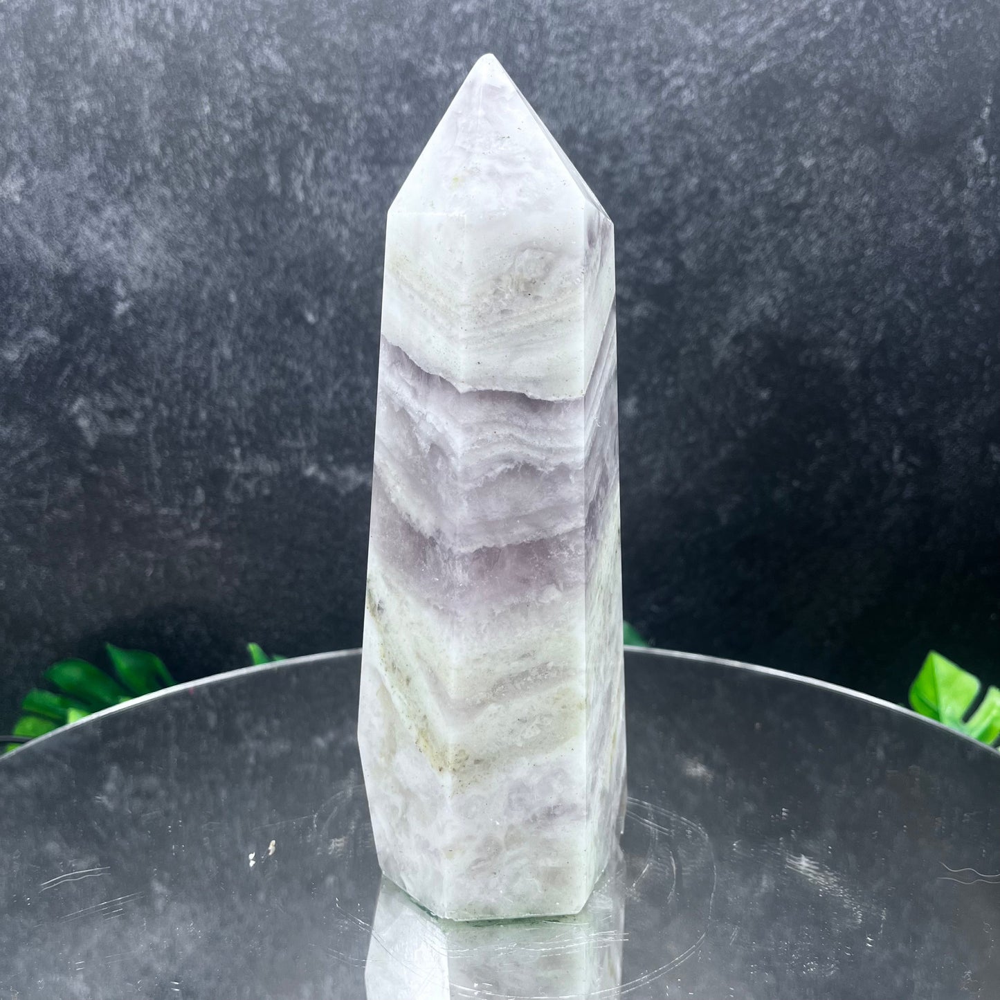 White and Purple Fluorite Tower