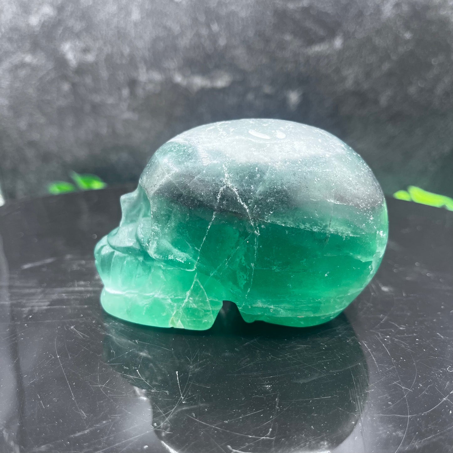 Small Green Fluorite Skull