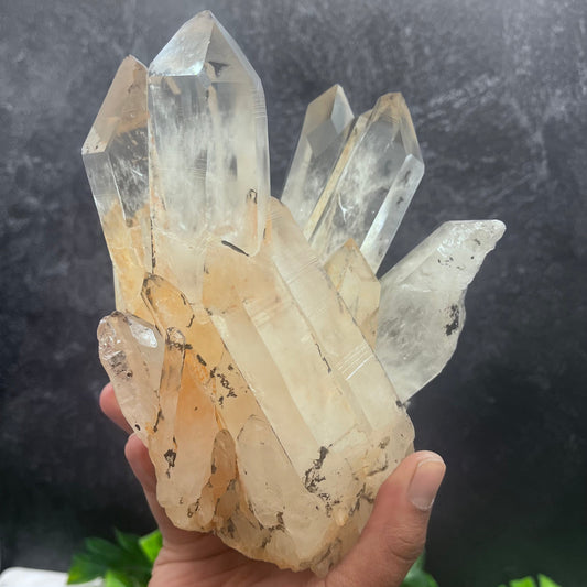 Tangerine Lemurian Quartz Cluster