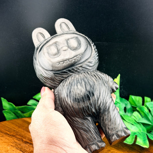 XL Silver Sheen Obsidian Labubu Carving
