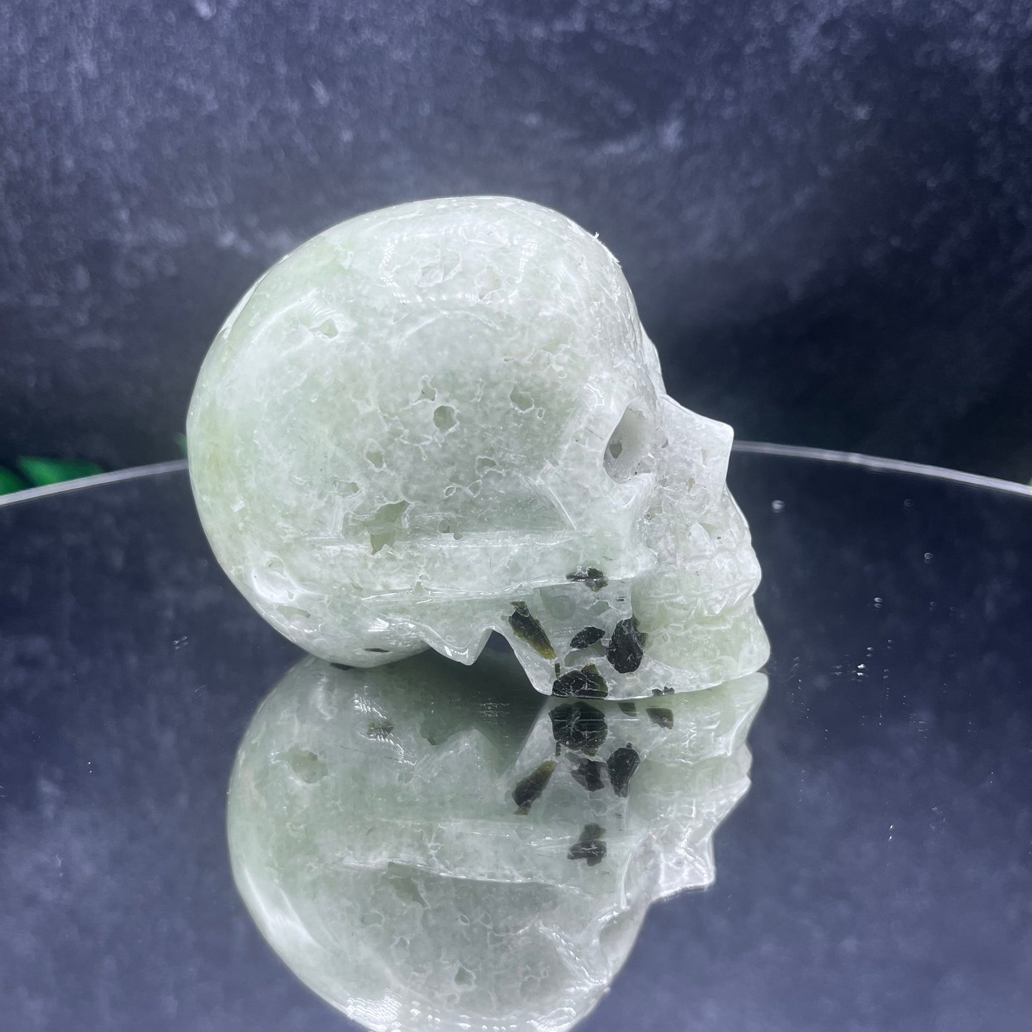 Prehnite Skull