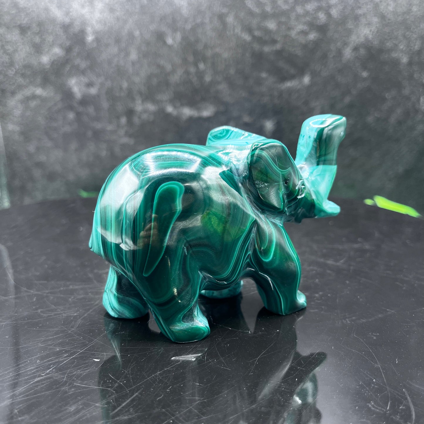 Malachite Elephant Carving