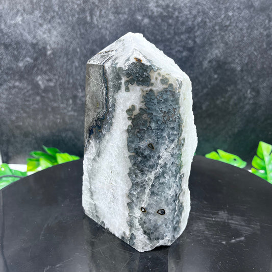 Moss Agate Druzy Tower