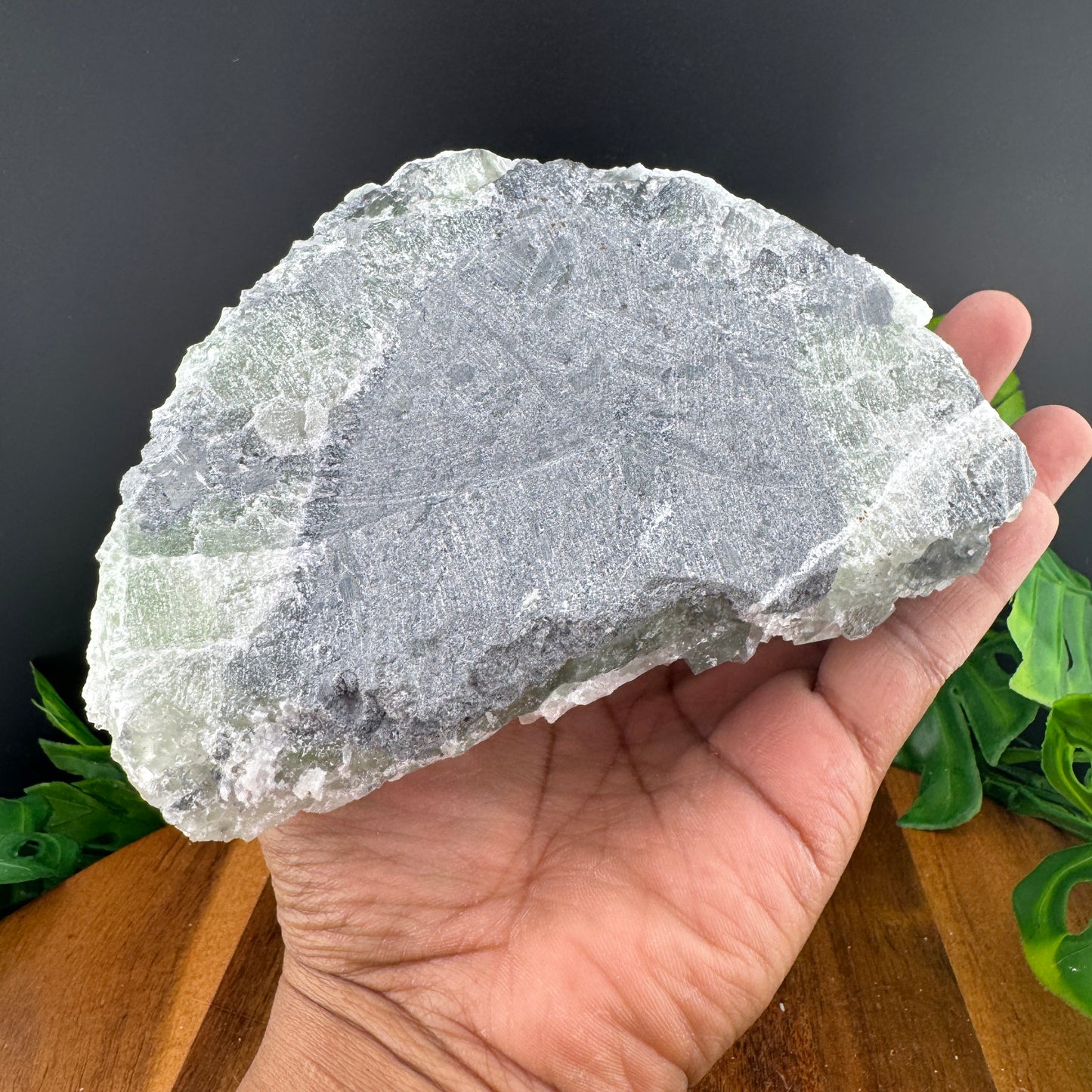 White and Green Sugar Fluorite with Needle Clear Quartz