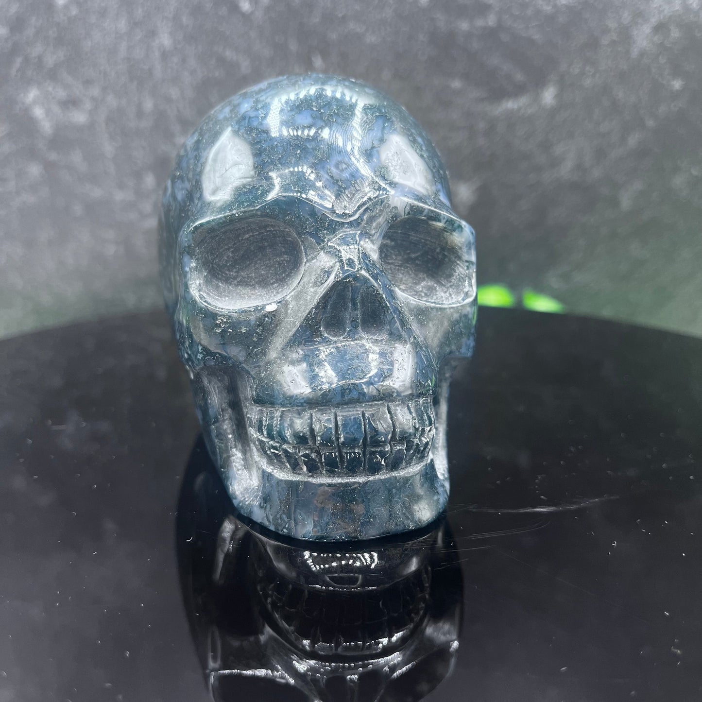 Moss Agate Skull