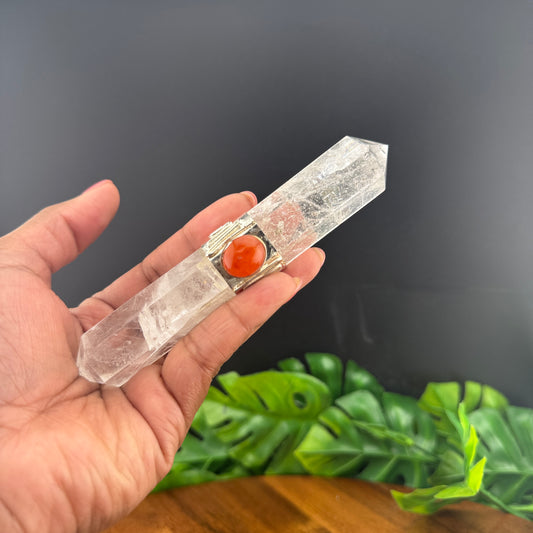 Clear Quartz & Carnelian Wand