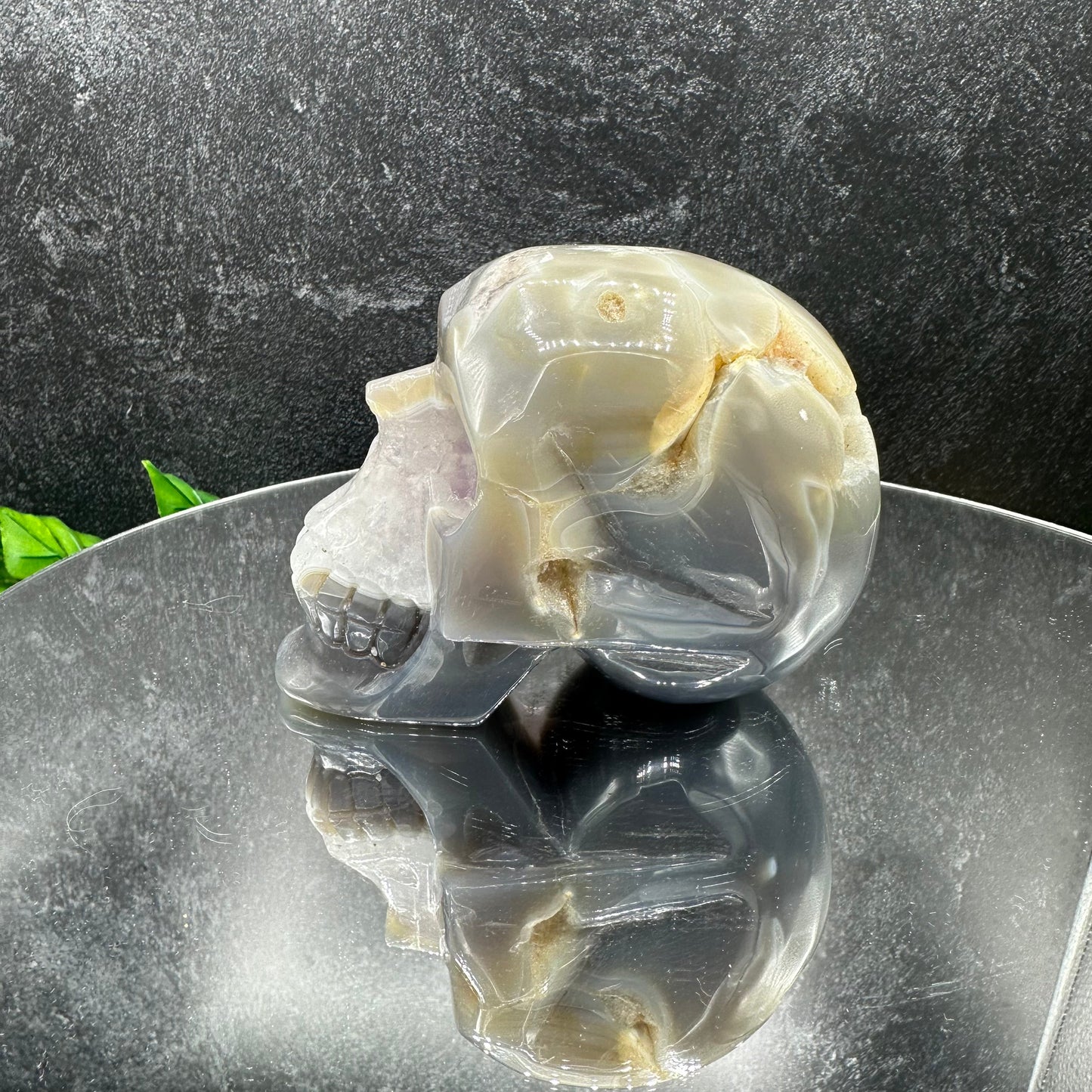 Amethyst & Quartz Banded Agate Skull