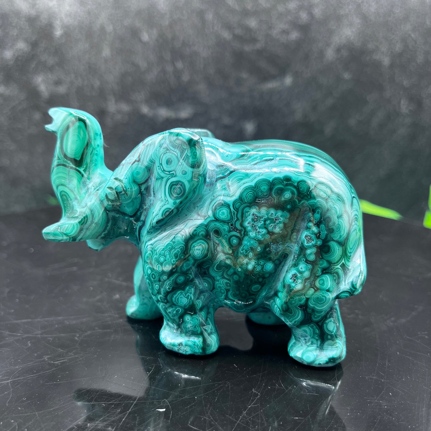 Malachite Elephant Carving