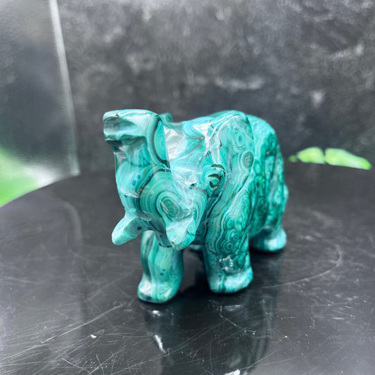 Malachite Elephant Carving