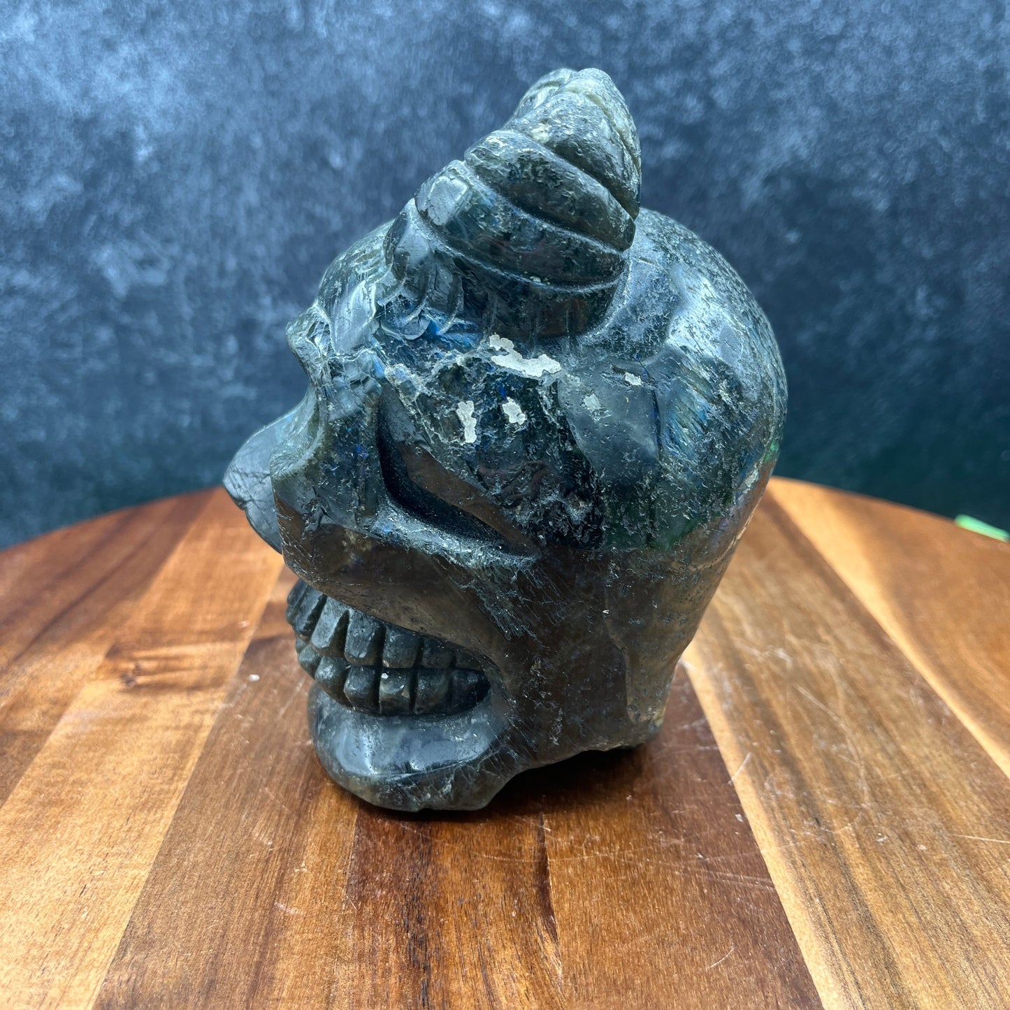 Raw Labradorite Skull with Horns