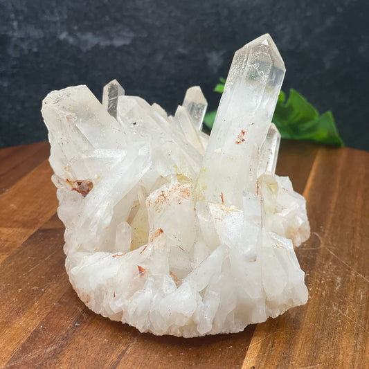 Clear Quartz Cluster with Red Hematite