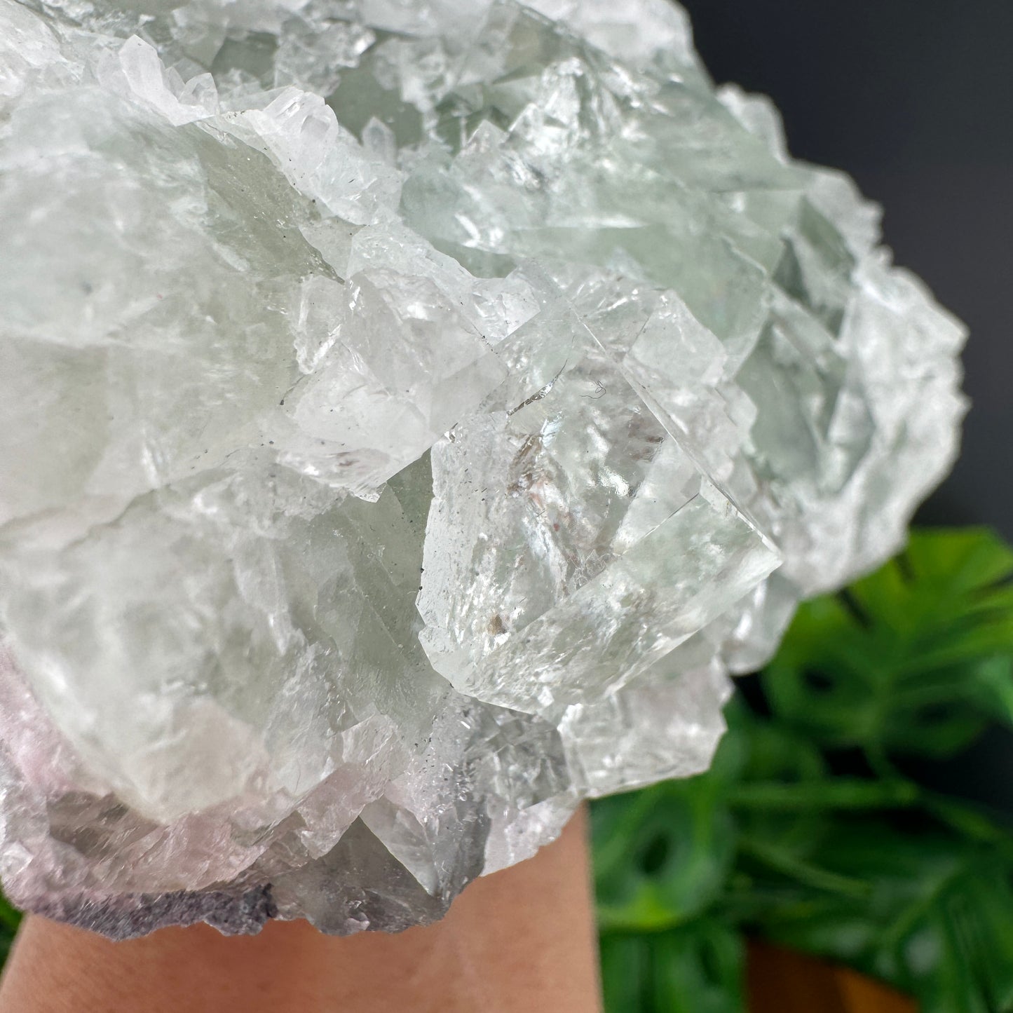 White and Green Sugar Fluorite with Needle Clear Quartz