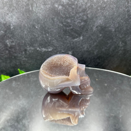 Purple Agate with Druzy Skull