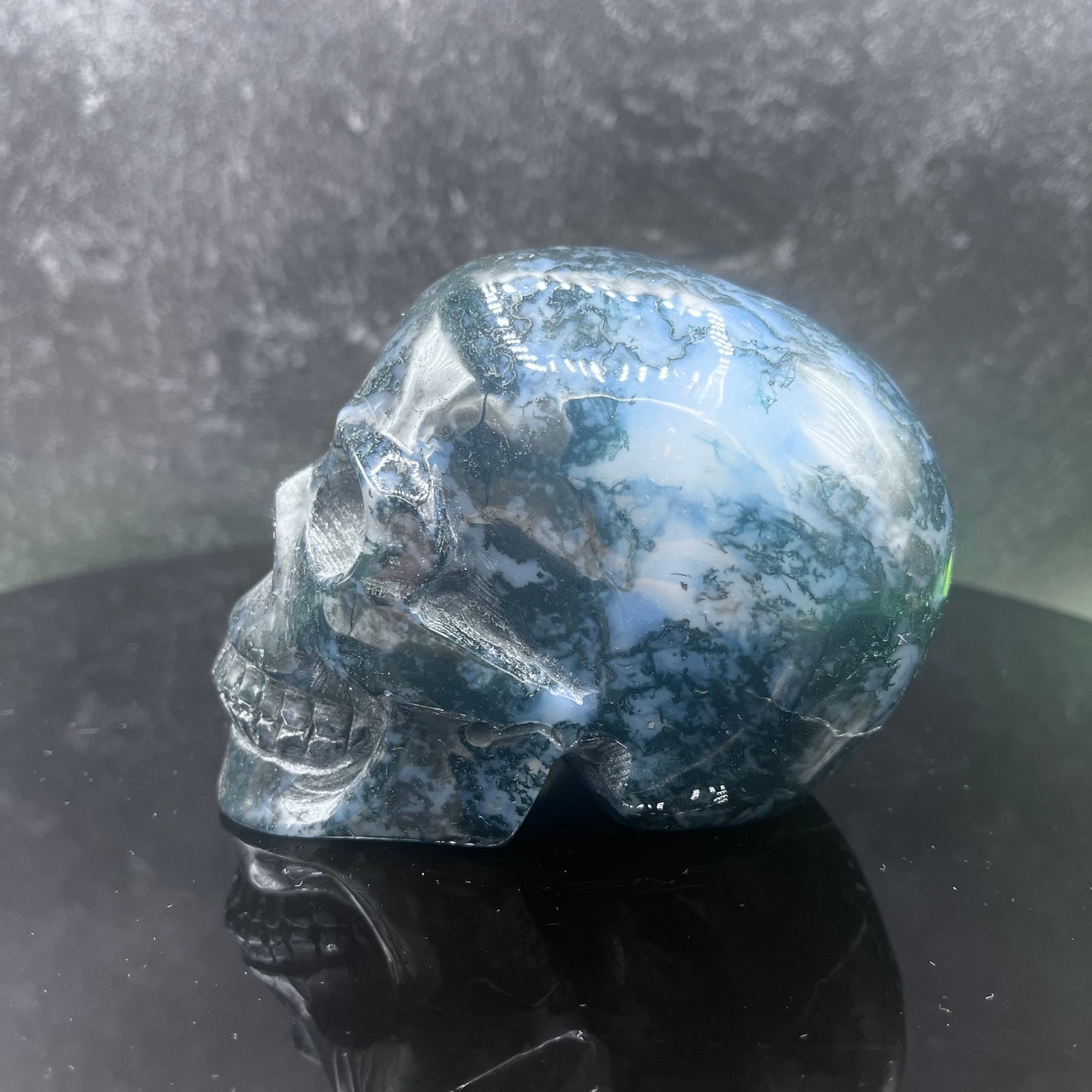 Moss Agate Skull