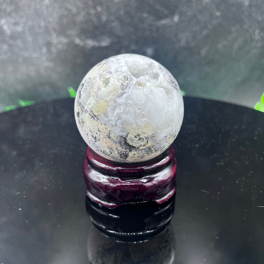Pink Opal in Mexican Agate Sphere
