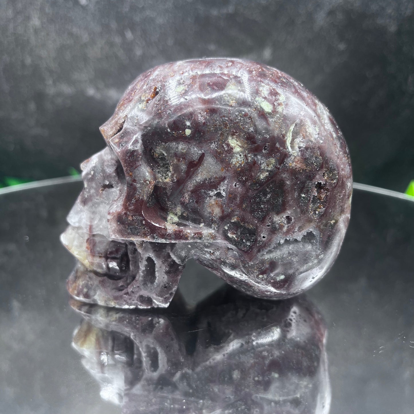 Red Sphalerite Skull