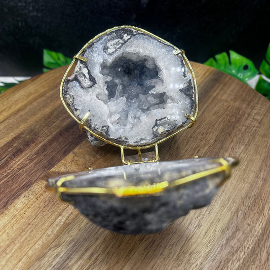 Druzy Agate Metal Bowl